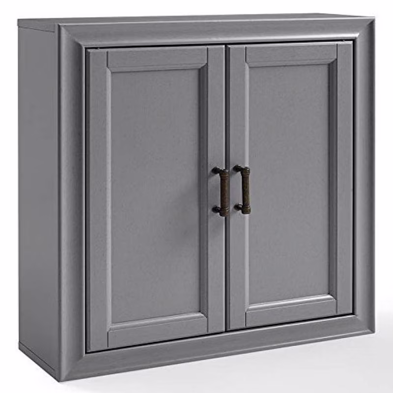 Crosley Furniture Tara Wall Cabinet In Vintage Grey