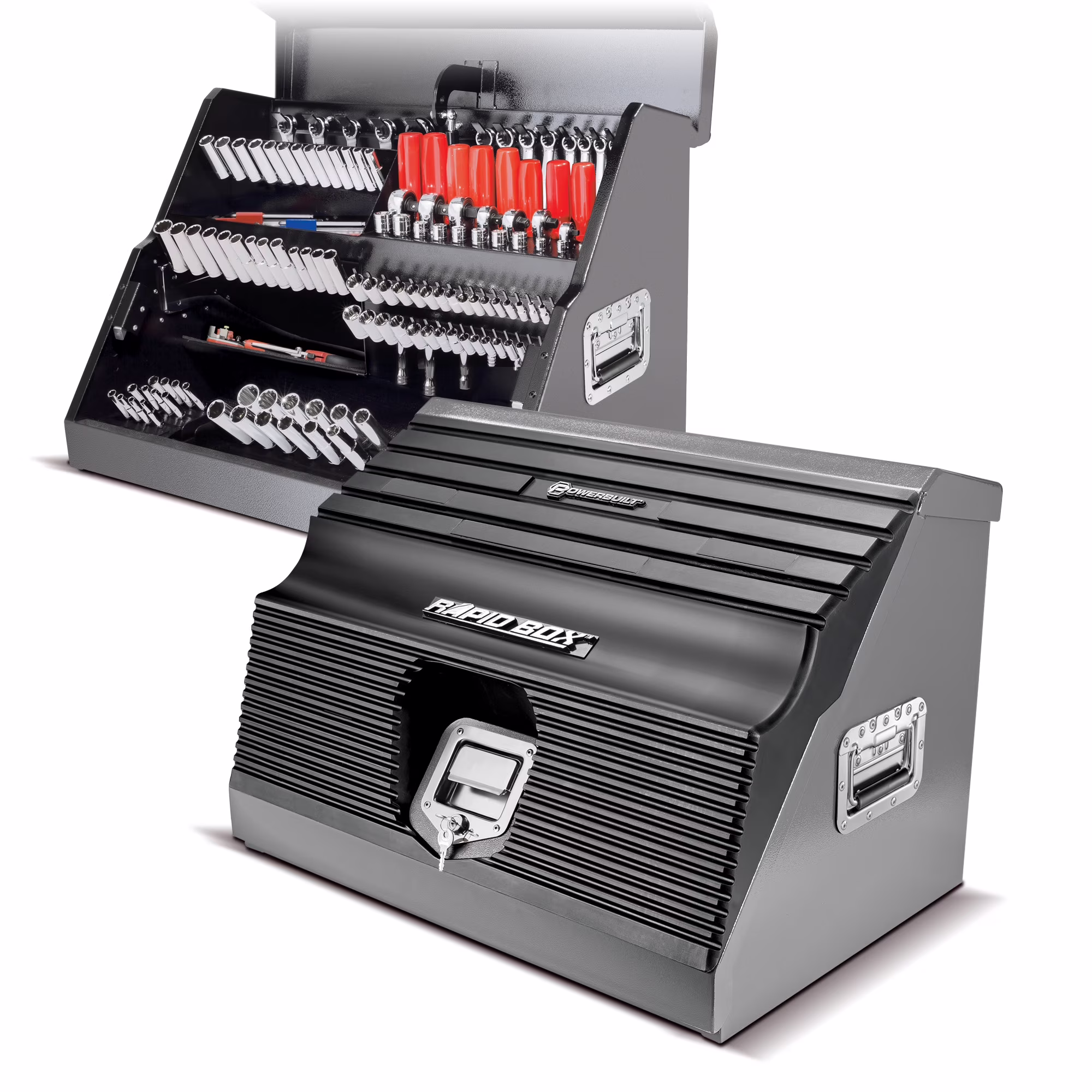 Powerbuilt 26 Inch Rapid Box Portable Slant Front Tool Box - Gray - 240111