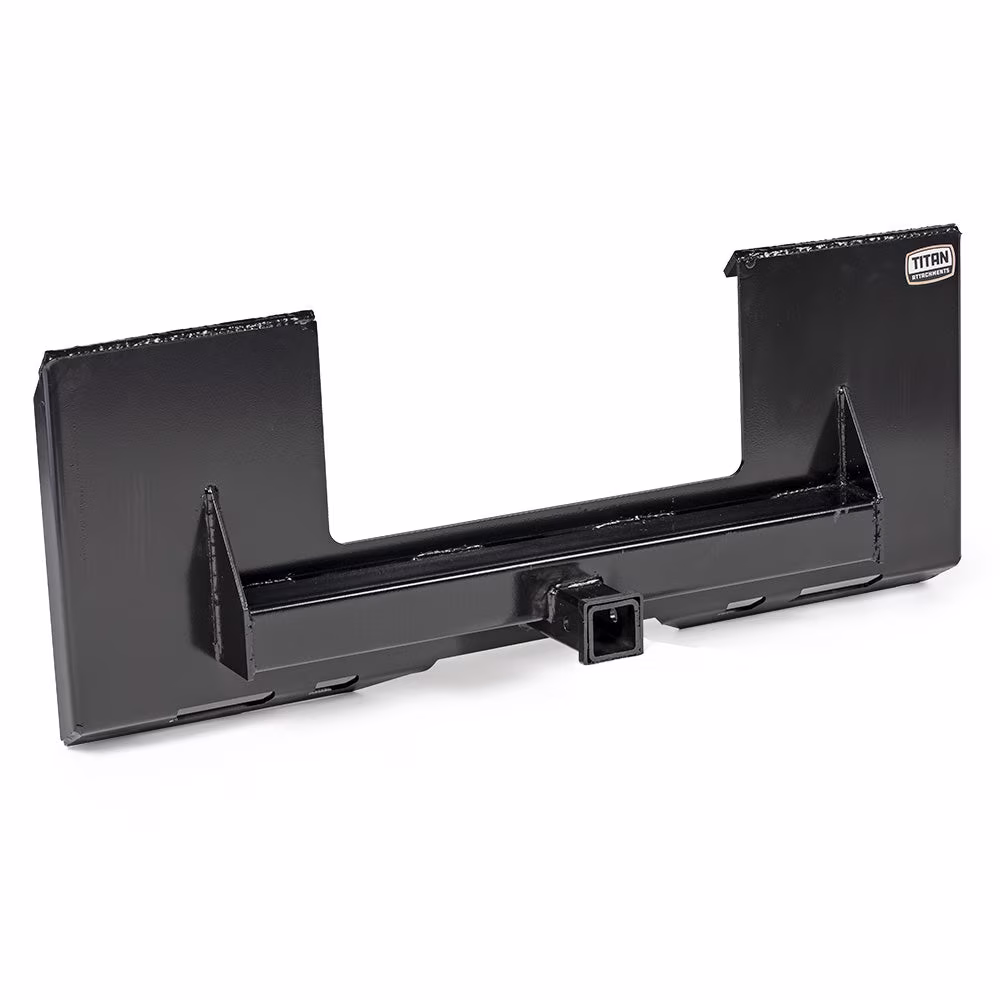 Titan Attachments Universal Cut Out Receiver Mount Plate, 1/4" thick Skid Steer Plate Attachment, 2" Receiver Hitch, 3000 LB Weight Capacity, Quick Tach Steel Mount Plate Adapter
