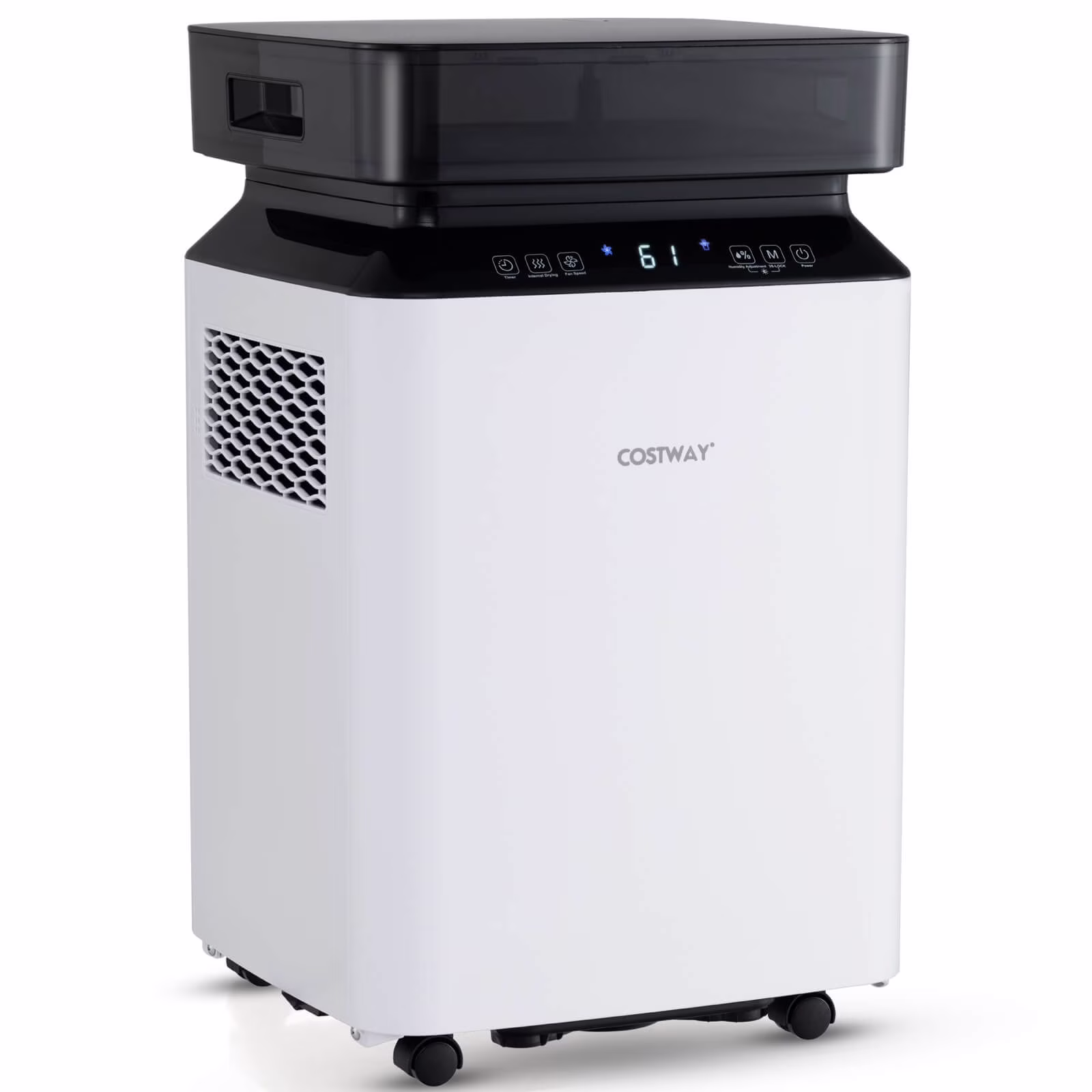 Costway 90-Pint Dehumidifier with Continuous & Auto Mode Large Water Tank 6,000 Sq. ft Coverage Area