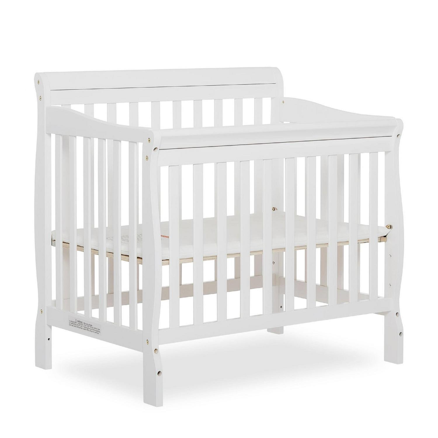 Dream On Me Aden 4-in-1 Convertible Mini Crib In White. Greenguard Gold Certified