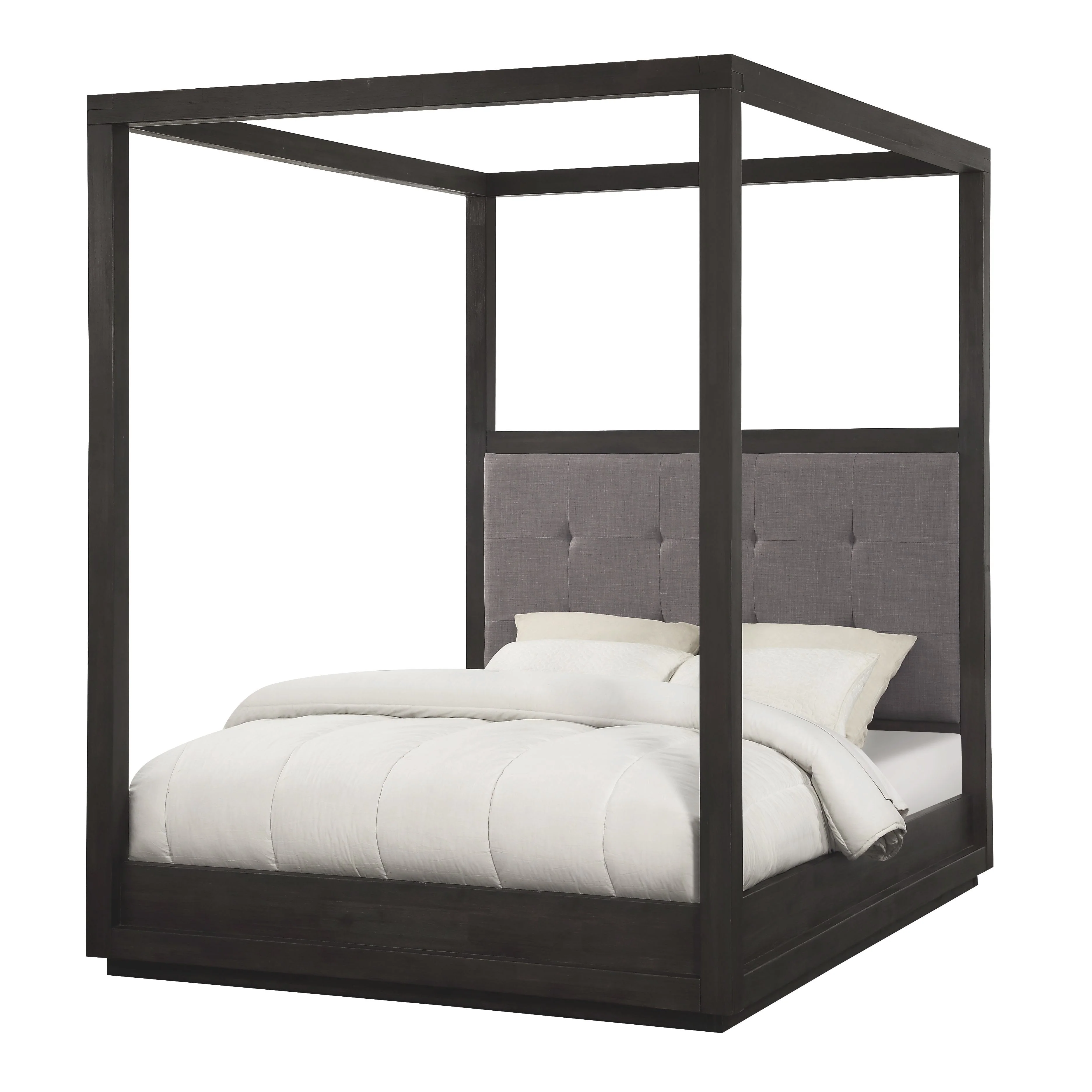 Outbound Modern Queen Canopy Bed in Weathered Grey