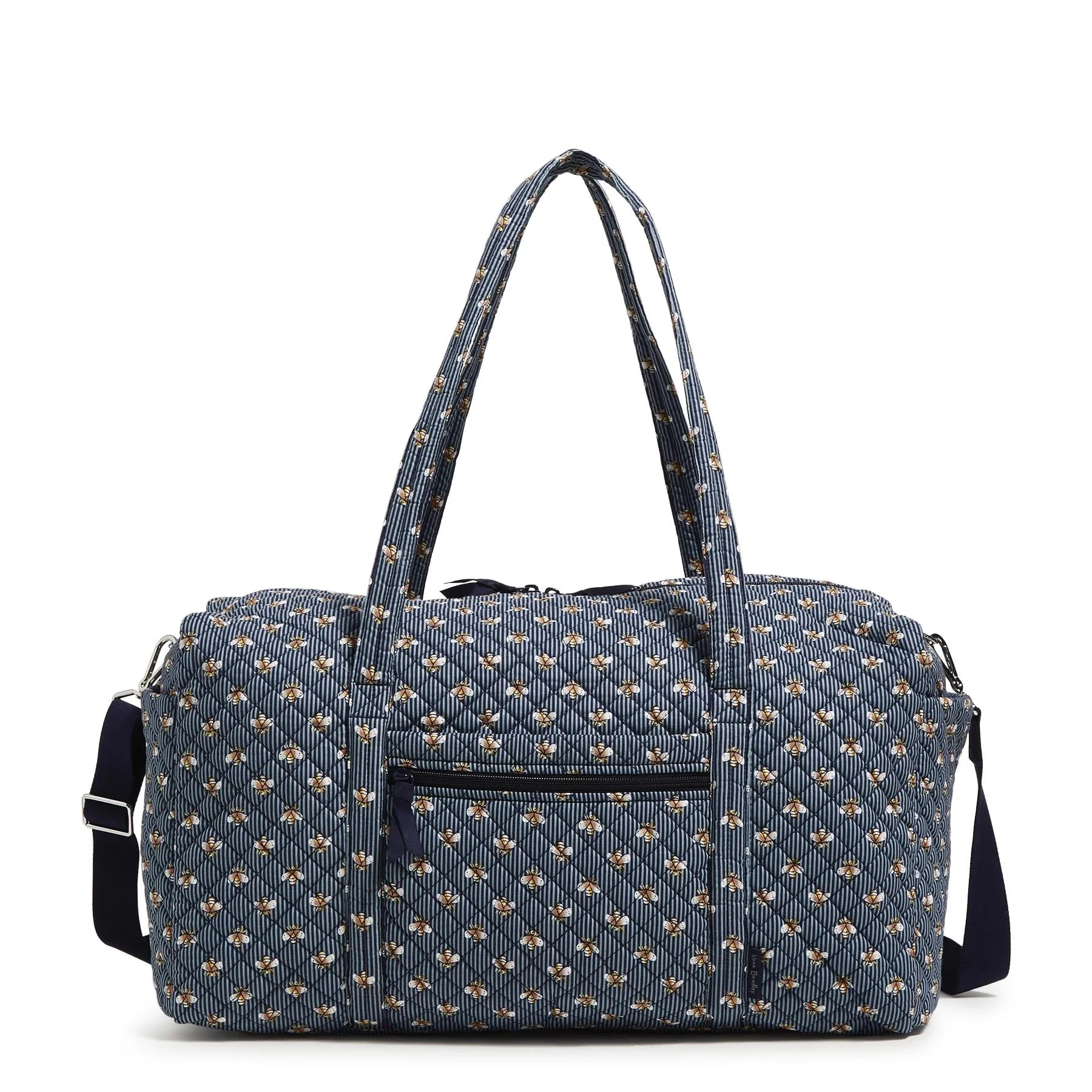 Vera Bradley Women's Cotton Large Travel Duffel Bag Bees Navy